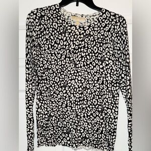 Michael Kors Black and White Animal Print Top